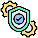 icon of a security shield with a checkmark and two gears, representing system protection and setup n Indore, India | LUMENS ELECTRICALS